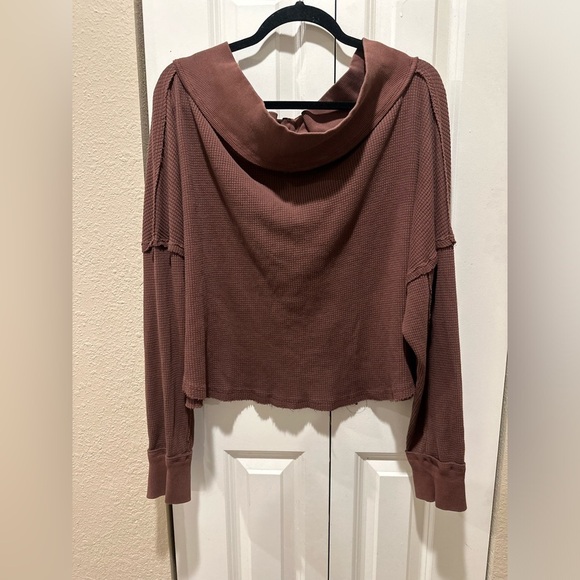 We The Free Close To You Pff The Shoulder Slouchy Thermal Top Boho Espresso, L - Picture 8 of 11